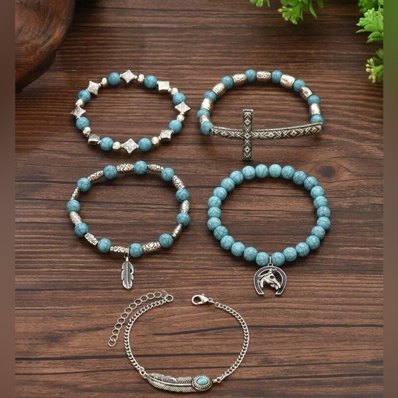 ✨NEW Turquoise and Silver Bracelet Set - Picture 3 of 5